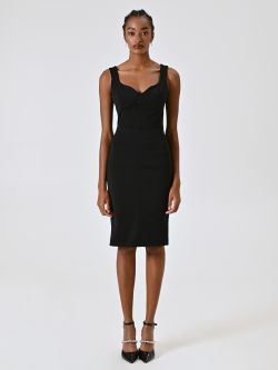 Black Bustier Sheath Dress in Milano Stitch det_1