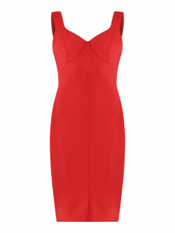 Vestido de tubo corpiño en punto milano rojo det_4