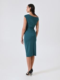 Vestido de tubo verde con tirantes asimétricos det_3