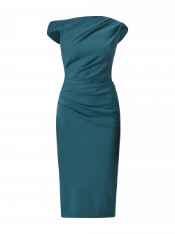 Vestido de tubo verde con tirantes asimétricos det_4