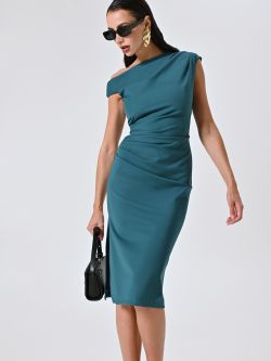 Vestido de tubo verde con tirantes asimétricos in_i7