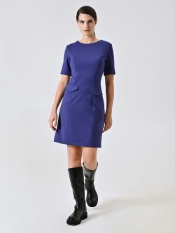 Vestido de tubo morado arándano con solapas in_i7