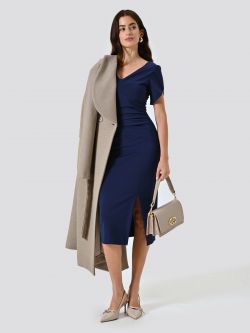 Tubino Blu con Pieghe Cucite effetto Drappeggio sp_e1