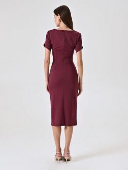 Tubino Bordeaux con Pieghe Cucite effetto Drappeggio det_3