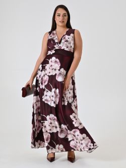 Vestido largo curvy burdeos con estampado floral sp_e1
