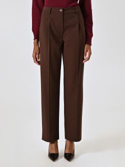 Pantalon marron chocolat en viscose mélangée det_2