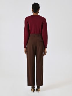 Pantalon marron chocolat en viscose mélangée det_3