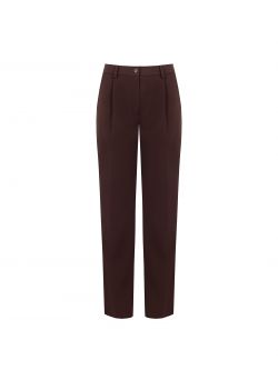 Pantalon marron chocolat en viscose mélangée det_4