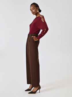 Pantalon marron chocolat en viscose mélangée in_i7