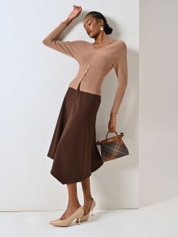 Chocolate Midi Skirt in Viscose Blend sp_e1