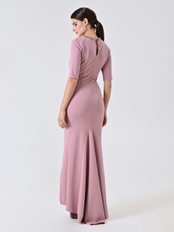 Long Mauve Pink Dress with Rhinestone Piping det_3