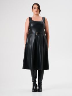 Vestido de vuelo curvy en piel sintética det_1