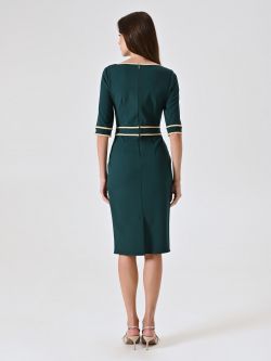 Green Dress in Scuba Mano Crepe with Piping det_3