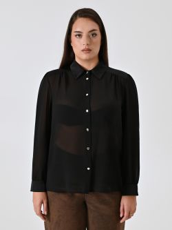 Curvy Black Satin Shirt det_2