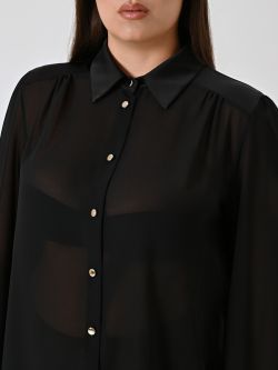 Curvy Black Satin Shirt in_i5