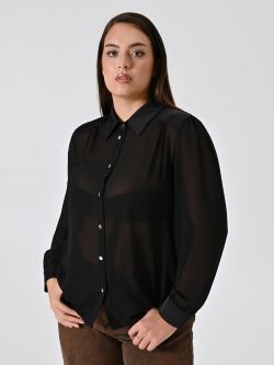 Curvy Black Satin Shirt in_i7