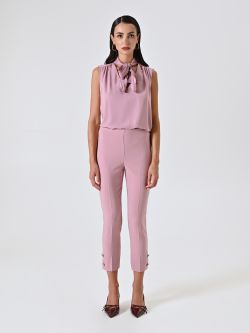 Straight Trousers in Mauve Pink Technical Fabric det_1