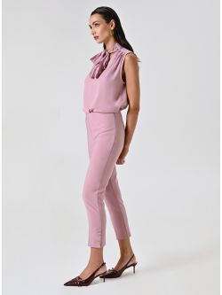 Pantaloni Straight in Tessuto Tecnico Rosa Malva in_i7