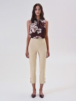 Straight Trousers in Dark Beige Technical Fabric det_1