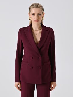 Giacca Doppiopetto in Scuba Mano Crepe Bordeaux det_2
