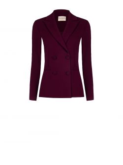Giacca Doppiopetto in Scuba Mano Crepe Bordeaux det_4