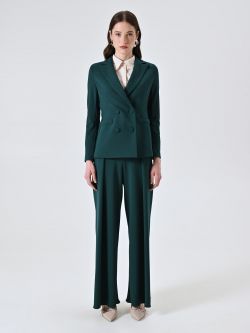Chaqueta cruzada de neopreno crepé verde det_1