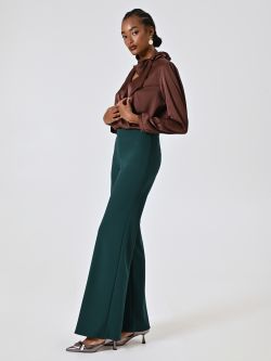 Green Palazzo Trousers in Scuba Crepe Fabric in_i7
