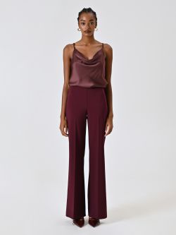 Pantalon palazzo bordeaux en tissu technique det_1
