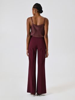 Pantalon palazzo bordeaux en tissu technique det_3