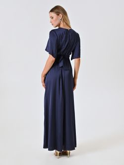 Abito Lungo in Raso Blu det_3