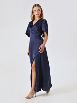 Abito Lungo in Raso Blu in_i7
