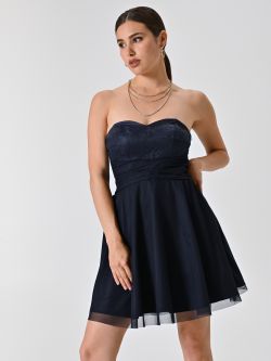 Kurzes Kleid mit Tellerrock in Marineblau in_i7