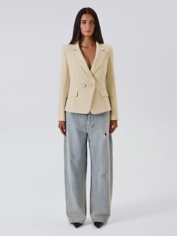 Jasnobeżowa marynarka dwurzędowa det_1