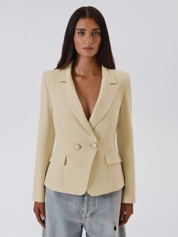 Jasnobeżowa marynarka dwurzędowa det_2