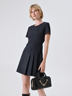 Sukienka z tkaniny slub punto Milano z efektem denimu sp_e1