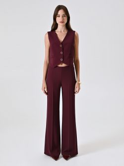 Burgundy Waistcoat with Black Stripe det_1