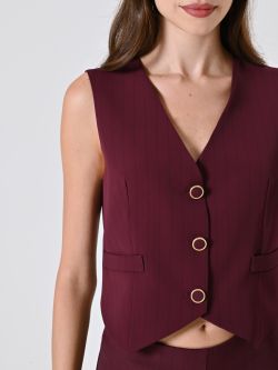 Burgundy Waistcoat with Black Stripe in_i5