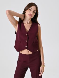 Burgundy Waistcoat with Black Stripe in_i7