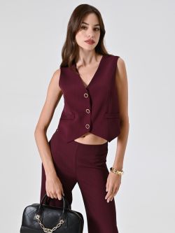 Burgundy Waistcoat with Black Stripe sp_e1