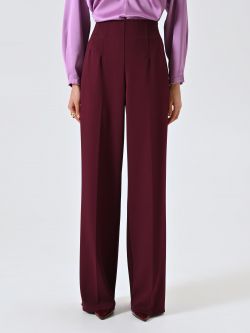 Pantalone Palazzo in Scuba mano Crepe Bordeaux det_2