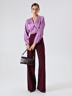 Pantalone Palazzo in Scuba mano Crepe Bordeaux sp_e1