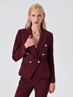 Zweireihige Jacke in Bordeaux aus technischem Gewebe sp_e1