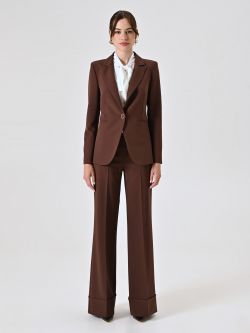Einreihige Jacke aus technischem Gewebe in Braun det_1