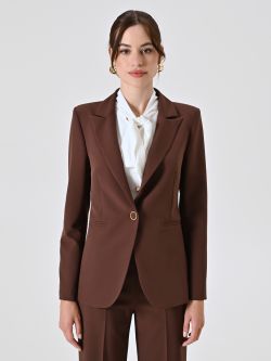 Einreihige Jacke aus technischem Gewebe in Braun det_2