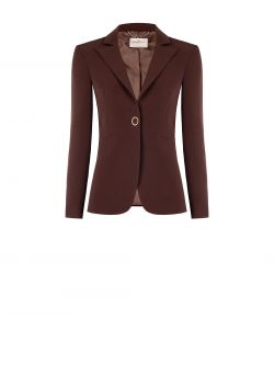 Single-breasted Jacket in Brown Technical Fabric det_4