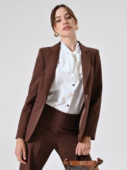 Einreihige Jacke aus technischem Gewebe in Braun sp_e1