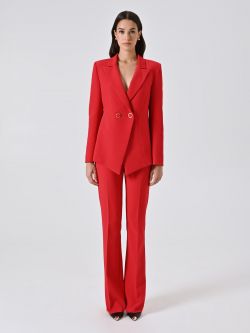 Red Double-Breasted Jacket in Technical Fabric det_1