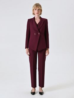 Veste croisée bordeaux en tissu technique det_1