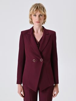 Veste croisée bordeaux en tissu technique det_2