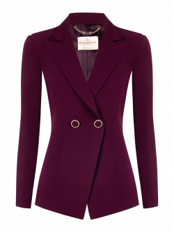 Zweireihige Jacke aus technischem Gewebe in Bordeaux det_4